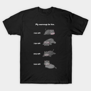 Lazy Black Cat Morning Routine T-Shirt